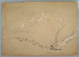 図面、南から見たカタディン山、1852年8月 作： フレデリックエドウィン教会