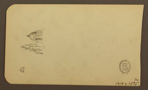ドローイング、山の風景；裏面：ドームのある教会、1885年4月 作： フレデリックエドウィン教会