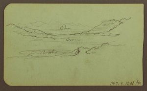 素描、山の風景；裏面：風景、1883年