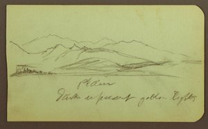 素描、山の風景 裏面：山の風景、人物 1883年 作： フレデリックエドウィン教会