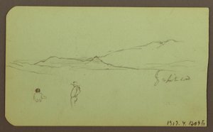 素描、山の風景 裏面：山の風景、人物 1883年 作： Frederic Edwin Church