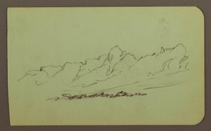 素描、山の風景 裏面：山脈、人物 1883年 作： フレデリックエドウィン教会