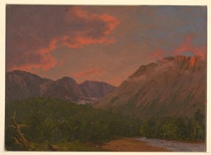 ドローイング、夕暮れの山の風景、1865年 作： フレデリックエドウィン教会