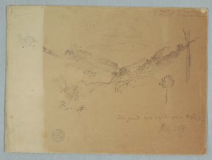 デッサン、エクアドル、ジョルジェ近郊の山の風景、1857年7月23日