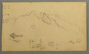 デッサン、山頂、道端の神社、1868年8月