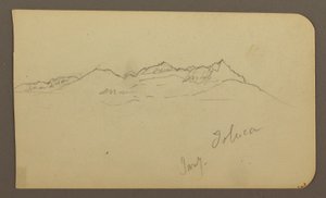 ドローイング、山脈、トルーカ；裏面：碑文、山脈、トルーカ、1885年1月7日