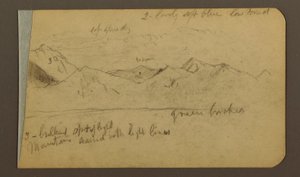 素描、山脈；裏面：山、曇り空、1889年