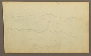 デッサン、「グアヤキルに入る」山脈、裏面：川岸、植物スケッチ、1857年頃か
