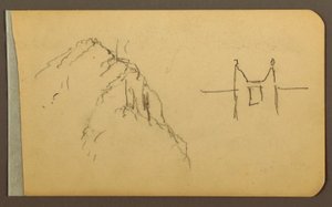 素描、マウンテン・サイド、砲塔；裏面：マウンテン・サイド、1889年 作： フレデリックエドウィン教会
