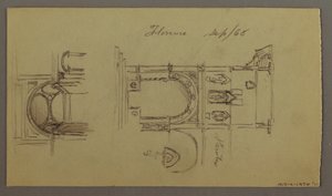 デッサン、山谷、橋、建物、おそらく1868-69年 作： フレデリックエドウィン教会