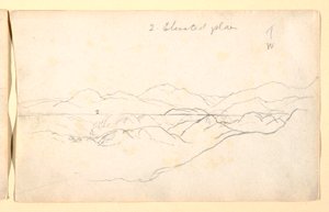 デッサン、山の風景、コロンビア、1853年 作： フレデリックエドウィン教会