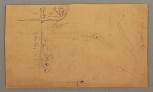 ドローイング、湖の上にそびえる山々、1868年7月撮影 作： フレデリックエドウィン教会