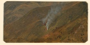 1865年6月、筆火のある山腹、デッサン