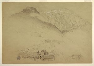 1868年6月28日、バイエルン州ベルヒテスガルデン近郊のゴエル山とブレット山のドローイング