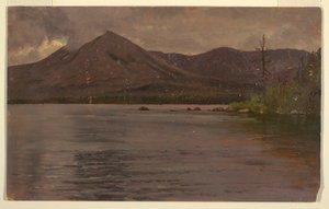ドローイング、カタディン湖から見たカタディン山、1877年