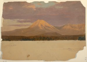 デッサン、カタディン湖からのカタディン山、1878年