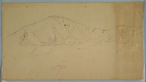 ドローイング、南東からのカタディン山；裏面はカタディン山、1876-78年 作： フレデリックエドウィン教会