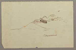 ドローイング、煙のヴェスヴィオ山、おそらく1868-69年 作： フレデリックエドウィン教会