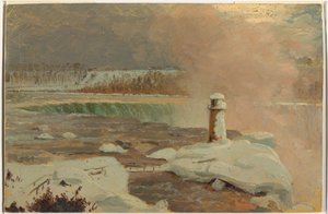 雪のナイアガラ川と滝、1856年3月