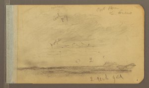 ドローイング、オリサバ；裏面：曇り空、屋上、1889年 作： フレデリックエドウィン教会