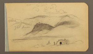 素描、平野、丘、町；裏面：山脈、1889年 作： フレデリックエドウィン教会
