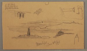 素描、平原、建築学、1868年6月4日 作： Frederic Edwin Church