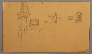 素描、平原、建築学、1868年6月4日 作： フレデリックエドウィン教会