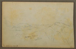 デッサン、ポパヤン、コロンビア；裏面：山の風景、コロンビア、1853年8月9日 作： Frederic Edwin Church