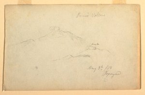 1853年8月9日、コロンビアのポパヤンから見たプレセ火山（デッサン 作： フレデリックエドウィン教会