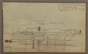ドローイング、川の風景、1857年 作： フレデリックエドウィン教会