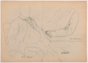 デッサン、ロバート・L・スチュアート座像、最初の肖像画、長老病院用；W・アーモリー氏、胸と腕の習作、1881年 作： Frederic Edwin Church