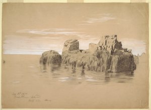 ドローイング、海岸の岩、グランドマナン島、カナダ、1851年9月2日