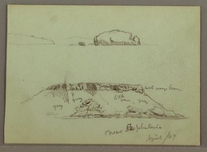 デッサン、海岸線前の岩、海岸線沿いの岩壁、1869年4月 作： フレデリックエドウィン教会