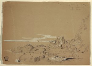 ドローイング、ロッキー海岸、グランド・マナン、カナダ、1851年8月