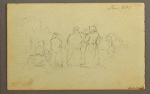 デッサン、左舷から見た帆船、1845年