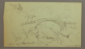 ドローイング、森の中の神社、1868年9月 作： Frederic Edwin Church