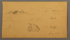 デッサン、ラブラドールからのスケッチ、1859年7月14日の可能性 作： フレデリックエドウィン教会