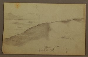 デッサン、傾斜のある山々、1860年代と思われる