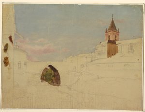 デッサン、南米の街並み、1857年