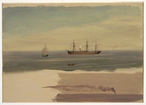 図面、蒸気船と帆船、1859年7月