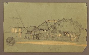 デッサン、家々のある通り、グアヤキル、エクアドル、1857年5月