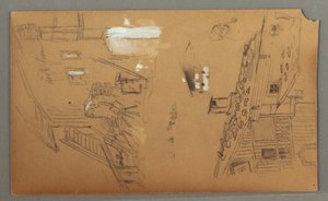 素描、シャレーの習作、パイプを持つ男、アヒル、1868年