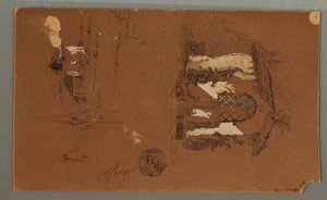 素描、シャレーの習作、パイプを持つ男、アヒル、1868年