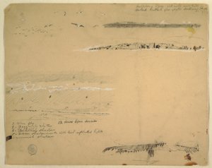 素描、カモメの習作、岩の多い海岸と曇り空、カナダ、グレート・マナン、1851年9月