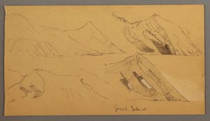 デッサン、岩壁の習作、1859年頃か 作： Frederic Edwin Church