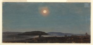 ポーキュパイン諸島に昇る太陽または月の素描、バー・ハーバー、1860年頃 作： フレデリックエドウィン教会