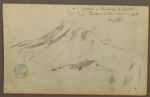 デッサン、チンボラソ山の日の出と草の3つのディテール、1853年9月 作： フレデリックエドウィン教会
