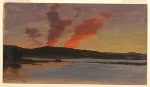 デッサン、メイン州バーハーバー付近の夕日、1862年頃