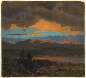 デッサン、ハドソン渓谷に沈む夕日、ニューヨーク、1870年9月 作： フレデリックエドウィン教会