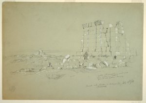1868年2月17日、セムア（現在のアスサム）を遠景にした寺院のデッサン
